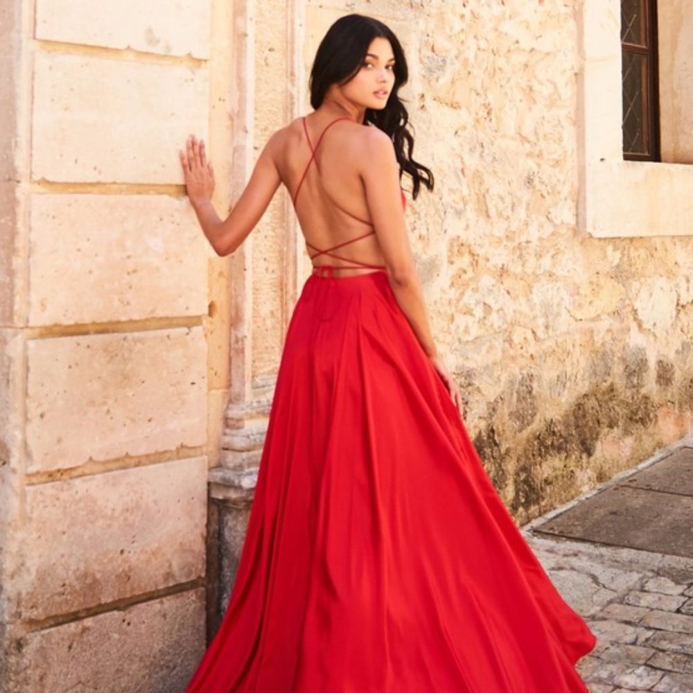 Sherri Hill Backless Strappy Red Dress - Revolve - Picture 2 of 8
